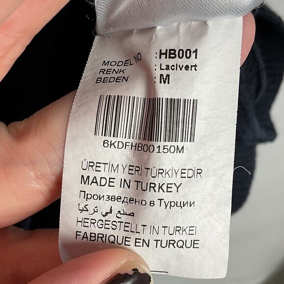 Kigili Mens Pullover Cable Knit V Neck Sweater Wool Cotton Blend Navy Medium - Picture 9 of 12